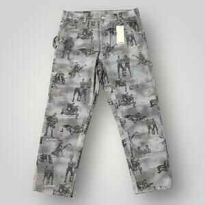 le PÈRE Painter's Trouser 34 x 30 Tap Out Ink Wrestling AOP Graphic Jeans NWT